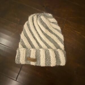 Screamer Gray/Cream Striped Knit Beanie